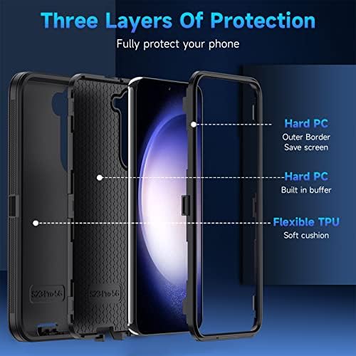 ОНОЛА За Samsung Galaxy S23 Plus / S23+ Случај со Калено Стакло Заштитник На Екранот &засилувач; Заштитник На Камерата На Објективот, Samsung