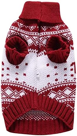Божиќен црвен џемпер за ирваси за мали кучиња мачки памук рачно изработена ткаена кутре кошула зимска топла облека облека xs