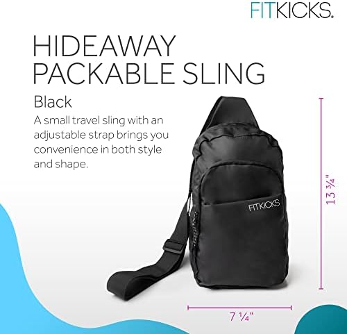 Fitkicks Hideaway Пакувачка торба за прашка, торба за вкрстено тело за мажи и жени, црна боја