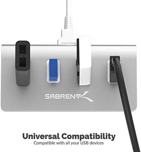 Sabrent Премиум 4 Порта АЛУМИНИУМ USB 3.0 Центар + 22awg 10 Нозете USB 3.0 Продолжен Кабел