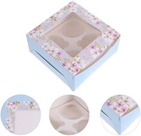 Кутии за свадба на doitool 10 парчиња 4 кутии за кекс со вметнување и прозорец цвет хартија кутии за пекари за десерт торта мафини