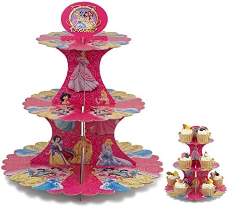3 нивоа принцеза торта стојат принцеза девојки роденденска декорација забава материјал за чаши за слатки девојки бебе туш принцеза тема роденденска забава торта з