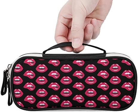Смешноста на црвените секси усни молив кутија симпатична торбичка торбичка за моливчиња за торбичка за шминка за торбичка со двојна поштенска
