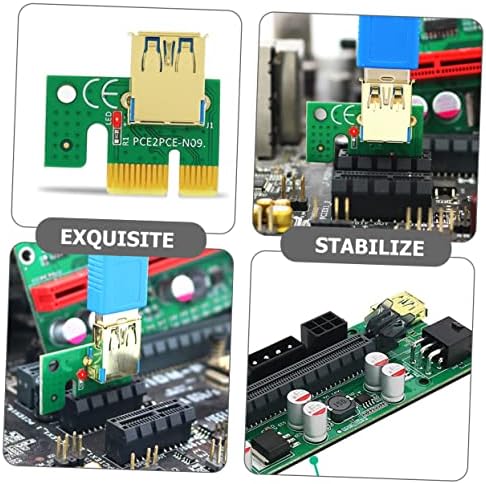Solustre 6 поставува PCIe Riser картички Адаптер за адаптер PCIEX1 до PCIE X16 GPU Riser Mining 6PIN напојување PCIE продолжение