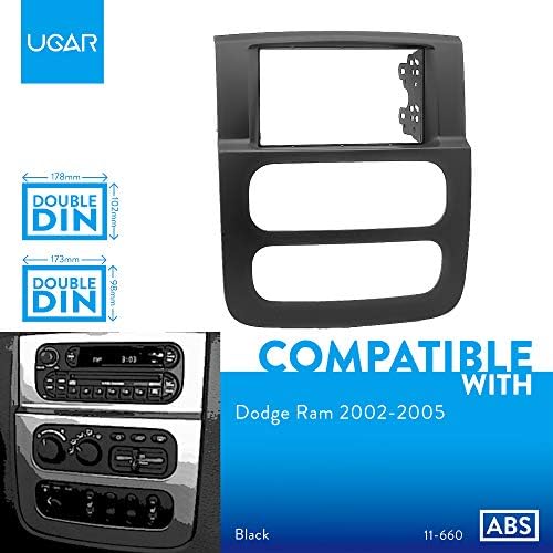 Ugar 11-660 Car Dash Radio Installent Mounting Fascia Kit компатибилен за Dodge RAM меморија 2002-2005
