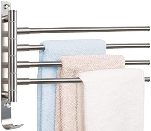 Тониски решетки за пешкир 15 инчи вртливите лавици за крпи за бања, монтирани од barид од бања, не'рѓосувачки челик од не'рѓосувачки челик од 4-рака,