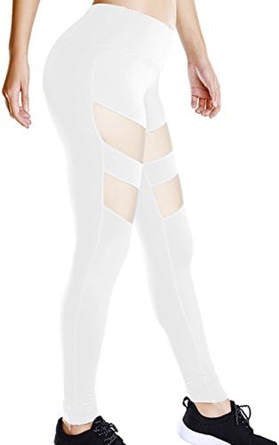 MT-STенски женски јога фитнес хеланс панталони со отворено чиста панел xl бело