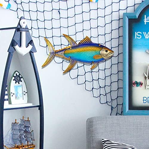 Декор на liffy Metal Metal Fish Wall | Риба метална wallидна уметност што виси за декор на морски базени на отворено океан плажа