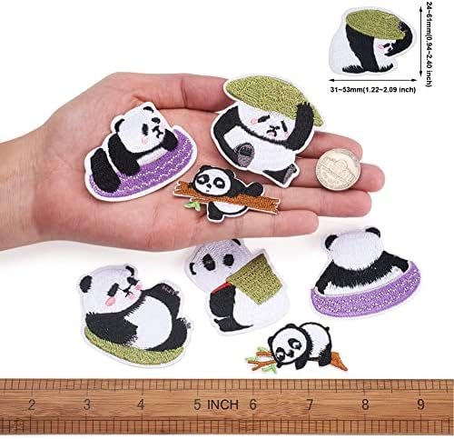 Kissitty 32pcs Панда за вез за везење слатки мали животински панда закрпи Ironелезо вклучено/шиење на додатоци за костими за лепенка Мешана