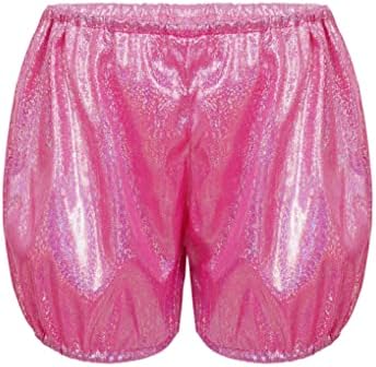 Hansber Kids Girls Boys Sparkle Dance Shorts сјајни метални топла панталони дното на танцувањето за танцување костим се зголеми за