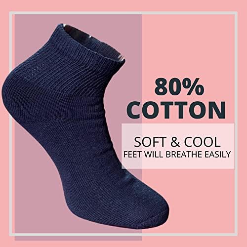 Фенси пикс дијабетични чорапи жени и мажи-6 парови шарени памучни глуждови кои не се врзуваат за дишење беспрекорни пети дополнително широко распространето