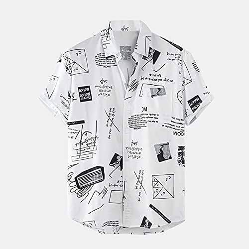 HDDK MENS CANCUTION кошули лето гроздобер креативно графичко печатење хавајски кошула со кратки ракави копче надолу Алоха плажа врвови