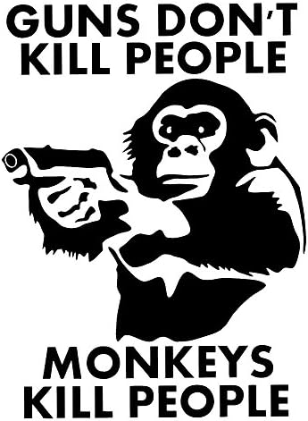 Пиштоли за кафулиња со знаци Не Убиваат Луѓе, Мајмуни - Смешни 6 Високи Винил Налепници
