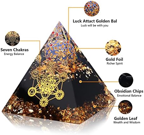 Оргон пирамида оргонитна чакра, лекување кристална чакра камен за позитивен енергетски успех моќност богатство скапоцен камен пирамида кристална