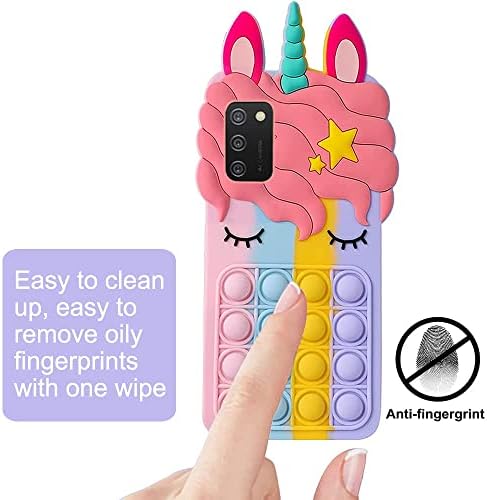 Fidget играчка поп телефон случај за Samsung Galaxy A02S, A03s 2 пакет цртан филм Kawaii симпатичен смешен силиконски притисок поп меур