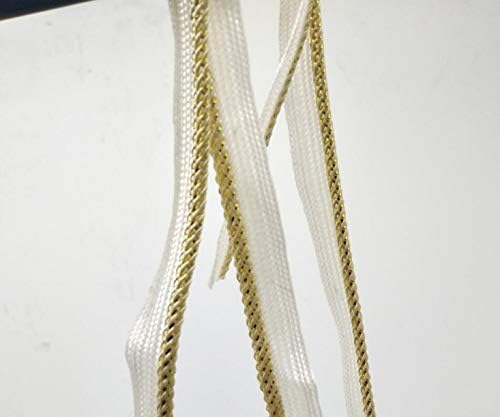 ВЕЛЕСТР памучна лента со двојка - лента за пристрасност на бело злато во боја со кабел, лента за цевки за пристрасност, Големина: 10мм 109 -годишни,