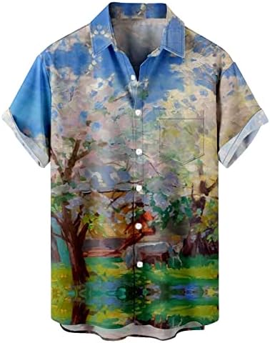 Копчиња за кошули со спортски масти на Xiloccer надолу од кошула Тропски кошули за мажи кои работат кошули со маж во форма на фустани