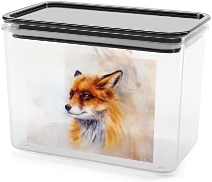 Сликарство На Пластична Кутија За Складирање Диви Лисици Контејнери За Складирање Храна Со Капаци Тегла Со Ориз Запечатена Кофа За Организација