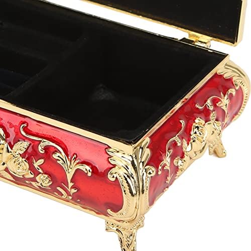 Зеродис гроздобер кутија за накит, емајлирана организатор на кутии за кутии со розово олеснување правоаголник Антички накит кутија кутија за кутии