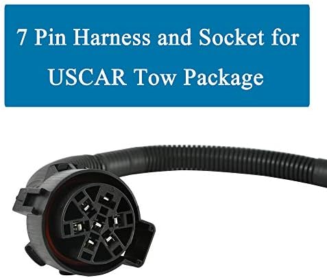 Oyviny Universal Multi-Tow Harness Connector 16 инчи замена USCAR 7 Pin Wiring Harness Trailer Priler Connect Connector Splice-in за Chevy/GM/Toyota/Ford/Dodge со Flex Tubing без 'рѓа