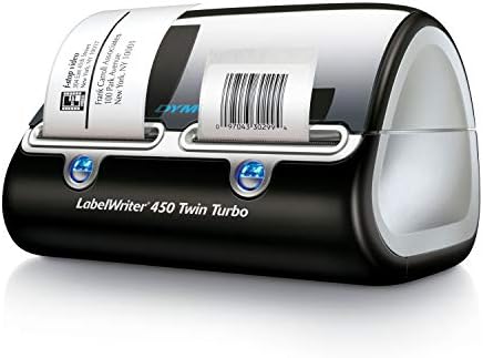 Писател на етикета Dymo 450 Twin Turbo Label Printer, 71 етикети во минута, црно/сребро