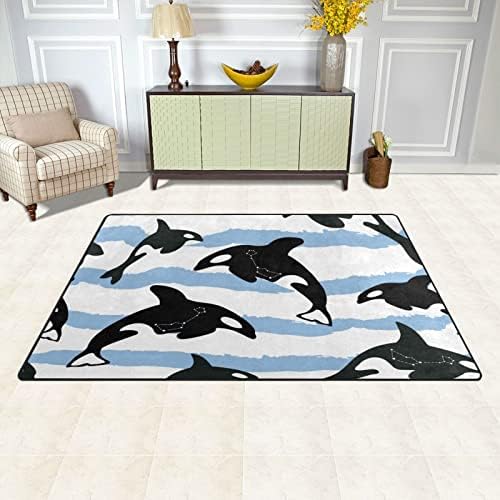 Китови во ленти големи меки површини килими расадник плејматски килим за деца кои играат соба спална соба дневна соба 60х39 инчи дома декор килим