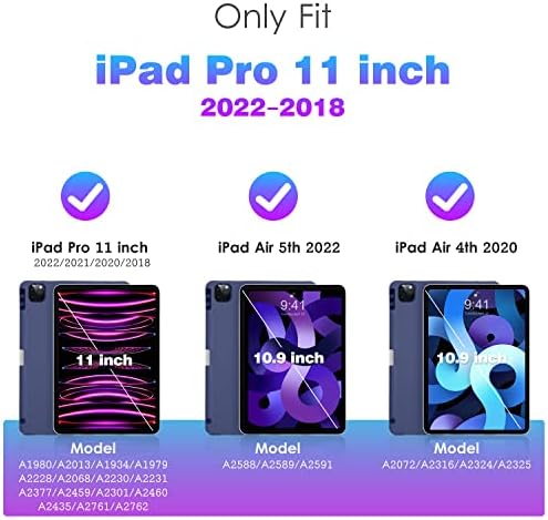 DTTO Case за iPad Pro 11 Inch 4-ти/3-ри/2-ри/1-та генерација 2022/2021/2020/2018, тенок трифолд стол ], Морнарица сина