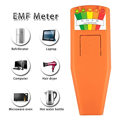 5 LED EMF метар магнетно поле детектор за лов на духови Паранормална опрема тестер преносен бројач портокал