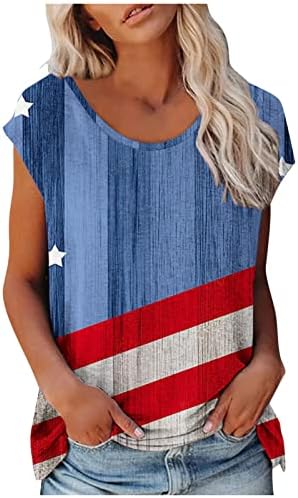 Патриотски кошули за жени испуштаат летни одмори на рамото 2023 година во САД Денот на независноста блуза американска маичка со знаме на
