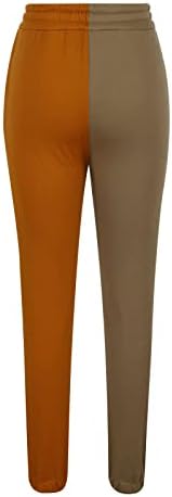 Womenените Jегинг Пант, женски обични крпеници џогерни панталони истегнат половината за влечење во боја на панталони со активни џемпери активни џемпери