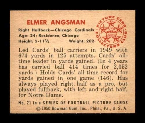 21 Elmer Bud Angsman - 1950 Bowman Football Cardy Graded Exmt+ - Непотпишани фудбалски картички