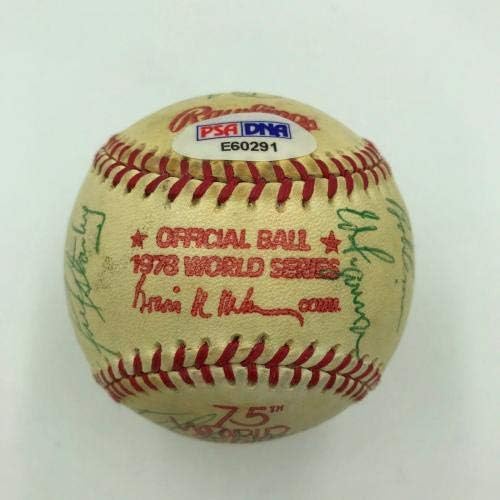 Тимот на шампиони во Светска серија на NYујорк Јенкис го потпиша Бејзбол Турман Мунсон ПСА ДНК - Автограмирани бејзбол