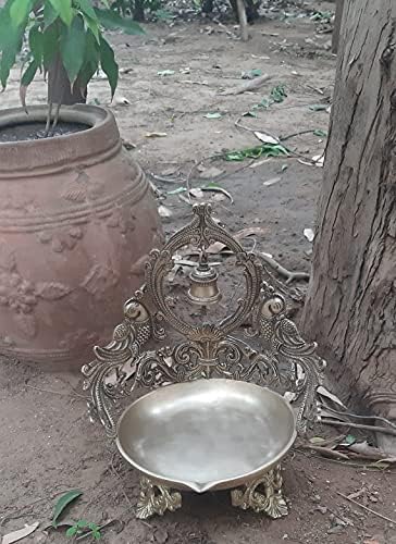 Bharat Haat Kalarambh Brass uruli Декоративен сад за домашна кујна декор за колекционерска уметност, жолта, 9 x 7,5 x 11 инчи