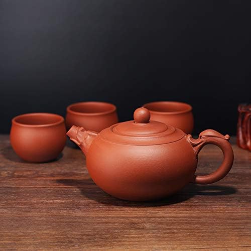 Рачно изработено сет за чај од Зиша, керамички чајник со голем капацитет со сет од 4 чаши чајни чаши, сад за чај Руи, 14oz/400 мл