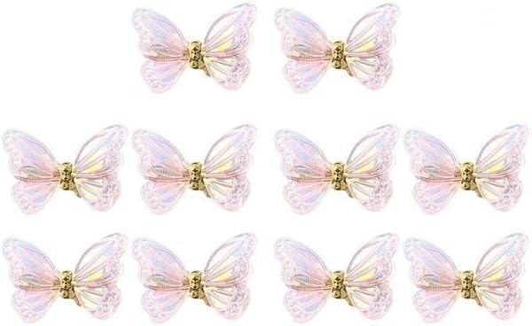 10 парчиња деликатни 3Д смола пеперутка сјајни секвенци за нокти украси Професионален телефонски украси за украси за маникир за