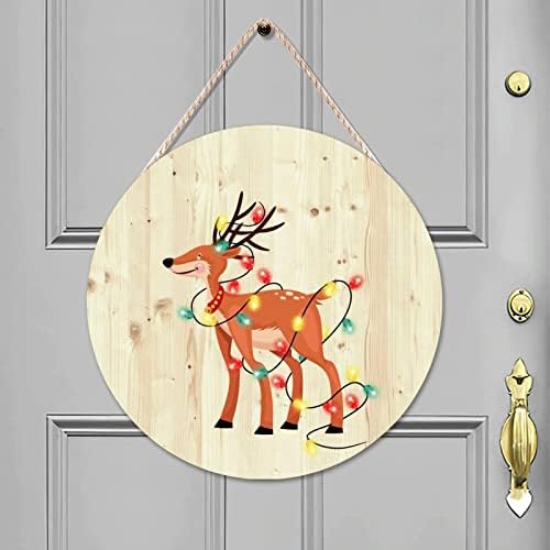 Cheyan 16x16 инчи животни и светла ирваси знак на врата за влезна врата Декор за дрвени знаци Рустикална врата закачалка дома
