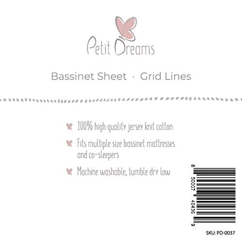Petit Dreams Bassinet лист Jerseyерси плетен памук за бебе или бебе девојче Флексибилно вклопување за повеќекратни душеци за басинет и мини ко-спиење,