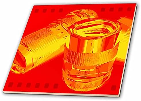 3Drose Pop Art Graphic Design of Photography Camera Lens со тема во боја. - плочки