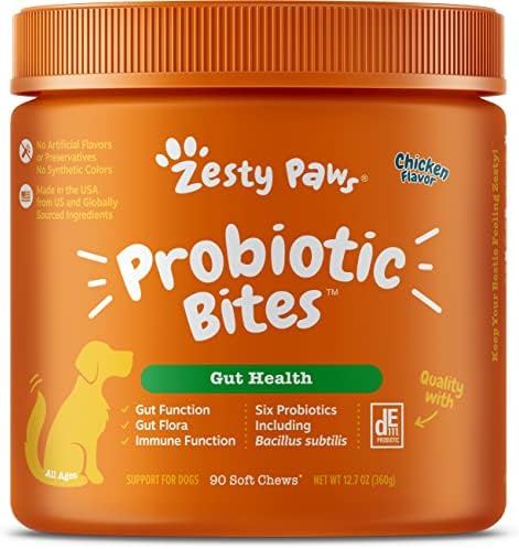 Пробиотици За Кучиња-Пробиотици За Цревна Флора, Дигестивно Здравје + Останете Зелени Каснувања За Кучиња - Гори Трева Меки Џвакања