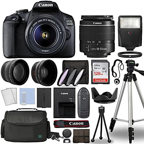 Canon EOS 2000d / SLR Камера + 3 Објектив Комплет 18-55mm + 16gb + Флеш &засилувач; Повеќе Европски Модел [Не ], 128gb Комплет