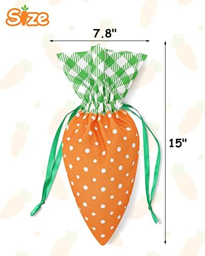 Вансолин 4 ПАРЧИЊА Велигденски Торби со Врвки од Морков 7,8 х 15 Ткаенина Во Форма На Морков Третирајте Торби За Подароци За Пролет Велигденски