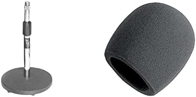 На сцената DS7200C прилагодлив десктоп микрофон штанд, хром и пена топка-тип микрофон за шофершајбна, црна боја, црна