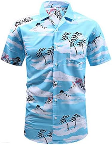 Хавајски кошули за мажи кратки ракави редовни вклопуваат машки цветни кошули случајно копче надолу надолу со врвовите на кошулата за мажи