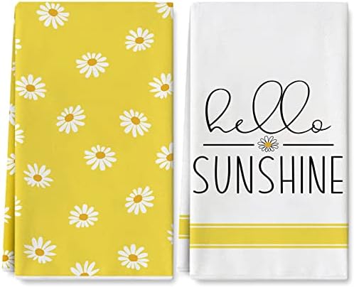 Секој дизајн Пролетна Маргаритка Кујнска Крпа Жолти Цветови Крпа за Садови 18 х 28 Инчи Здраво Сонце Рачно Сушење Крпа За Чај За Пролет Лето