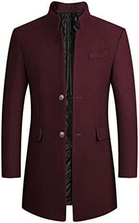 Машки ров палто на палто, лаптол со двојно градите, обичен памук, памук, класичен деловен грашок од грашок, зимска долга јакна