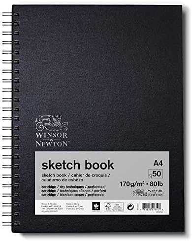 Книга за скици со Винзор и Newутн 6673003 со спирална врзана, 50 листови скица хартија, 170 g/m² со микро-отпорен листови во DIN A4