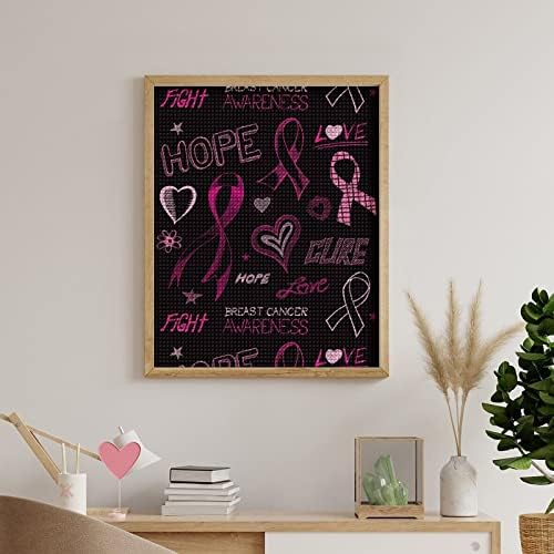 Надеж розова лента за рак на дојка за рак на дојка 5д DIY дијамантски сликарство цртање целосна вежба број комплети слики уметност занает