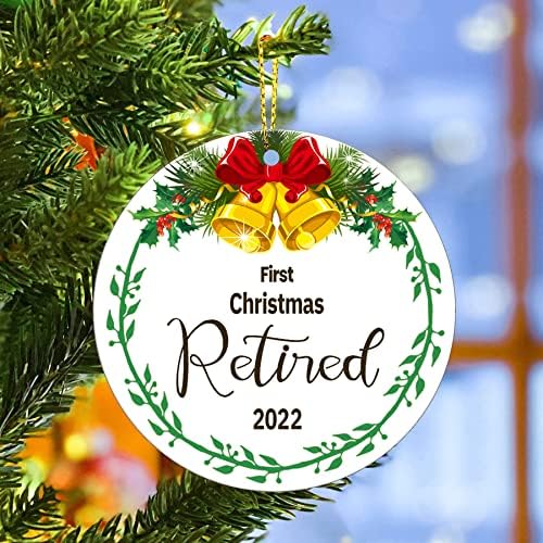 Орнаменти за пензионирање на uesуесмос за новогодишна елка 2022 Прв Божиќ пензиониран украс за пензионирање за жени мажи 2022