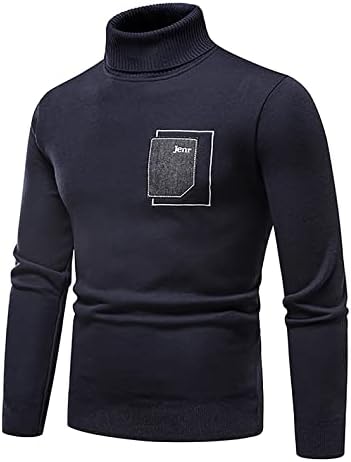 Dudubaby плус џемпер со големина за мажи есенски зимски обичен долг ракав со цврста боја пулвер џемпери врвови