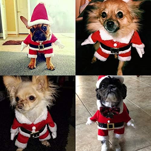 Делифурно куче Божиќни носии со капа куче Дедо санта костум куче Божиќно костум за кутре со мачки кучиња мачки